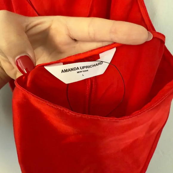 Amanda Uprichard Marla Red Halter Slip Dress Size L Cocktail Maxi Revolve - Picture 7 of 10